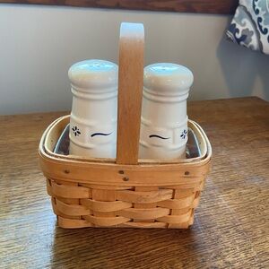 Longaberger Salt and Pepper Basket with Shakers